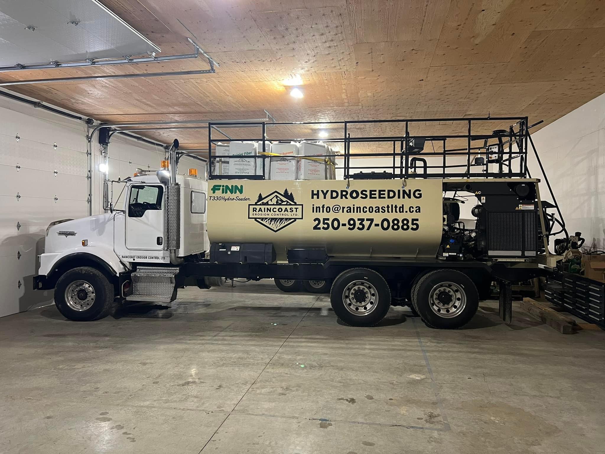 Raincoast-branded Finn T330 hydroseeder trailer