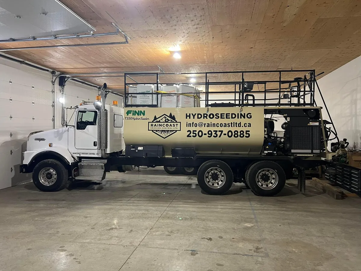 Raincoast-branded Finn T330 hydroseeder trailer